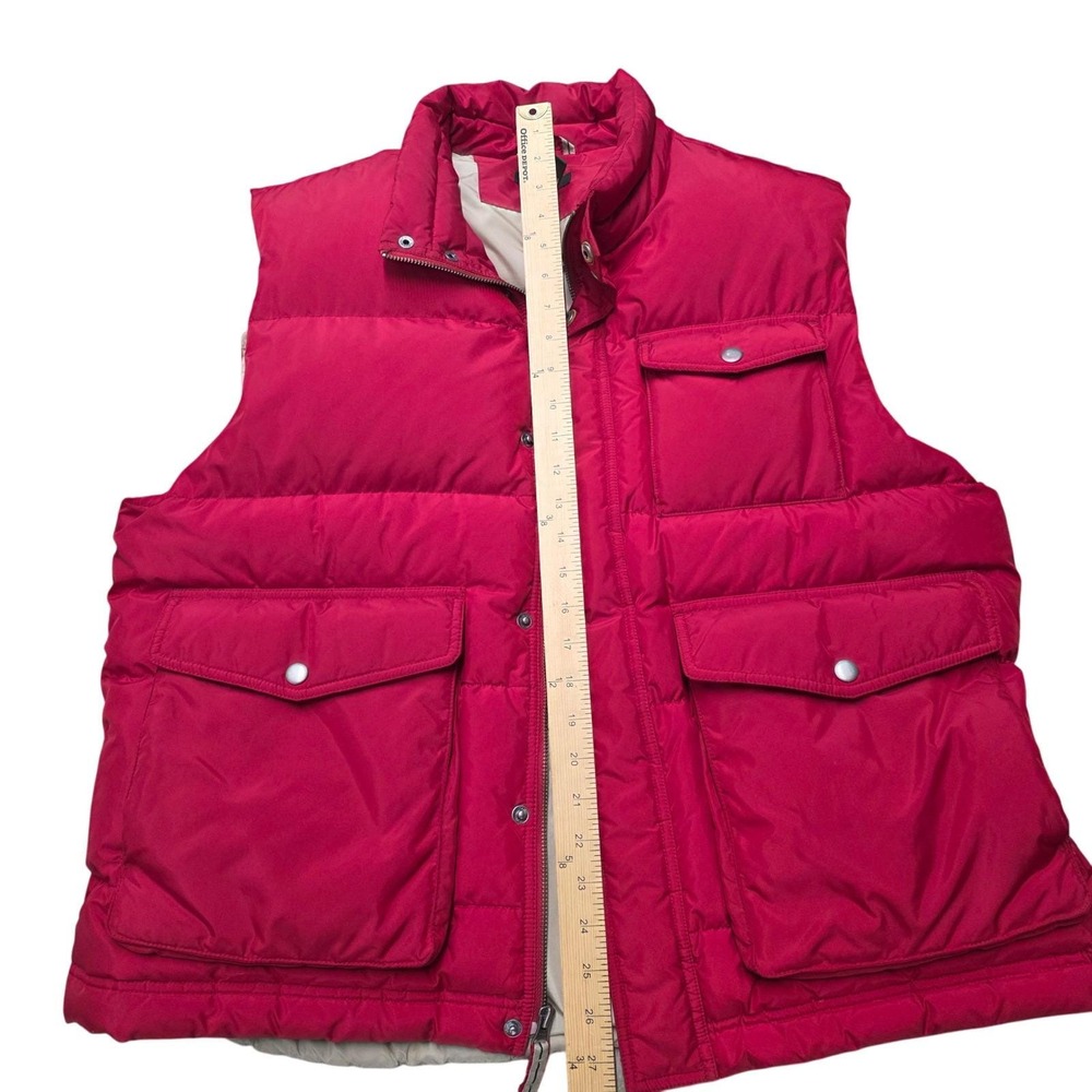 Vtg J Crew Red Down Puffer Vest Mens XL Quilted Pockets Zip Front Insulated - Picture 4 of 6